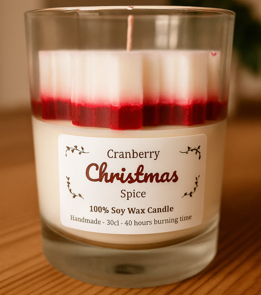 Cranberry Christmas Spice Soy Wax Candle